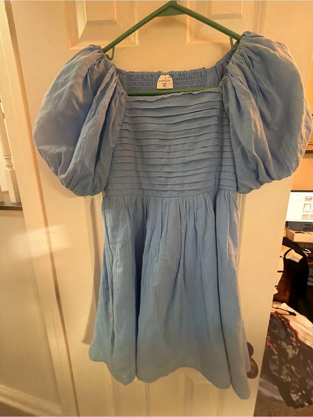 abercrombie kids Light Blue Puff-Sleeve Dress 9-10